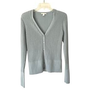 COS Light Blue Silk Blend Open Knit Cardigan Sweater size small Fitted